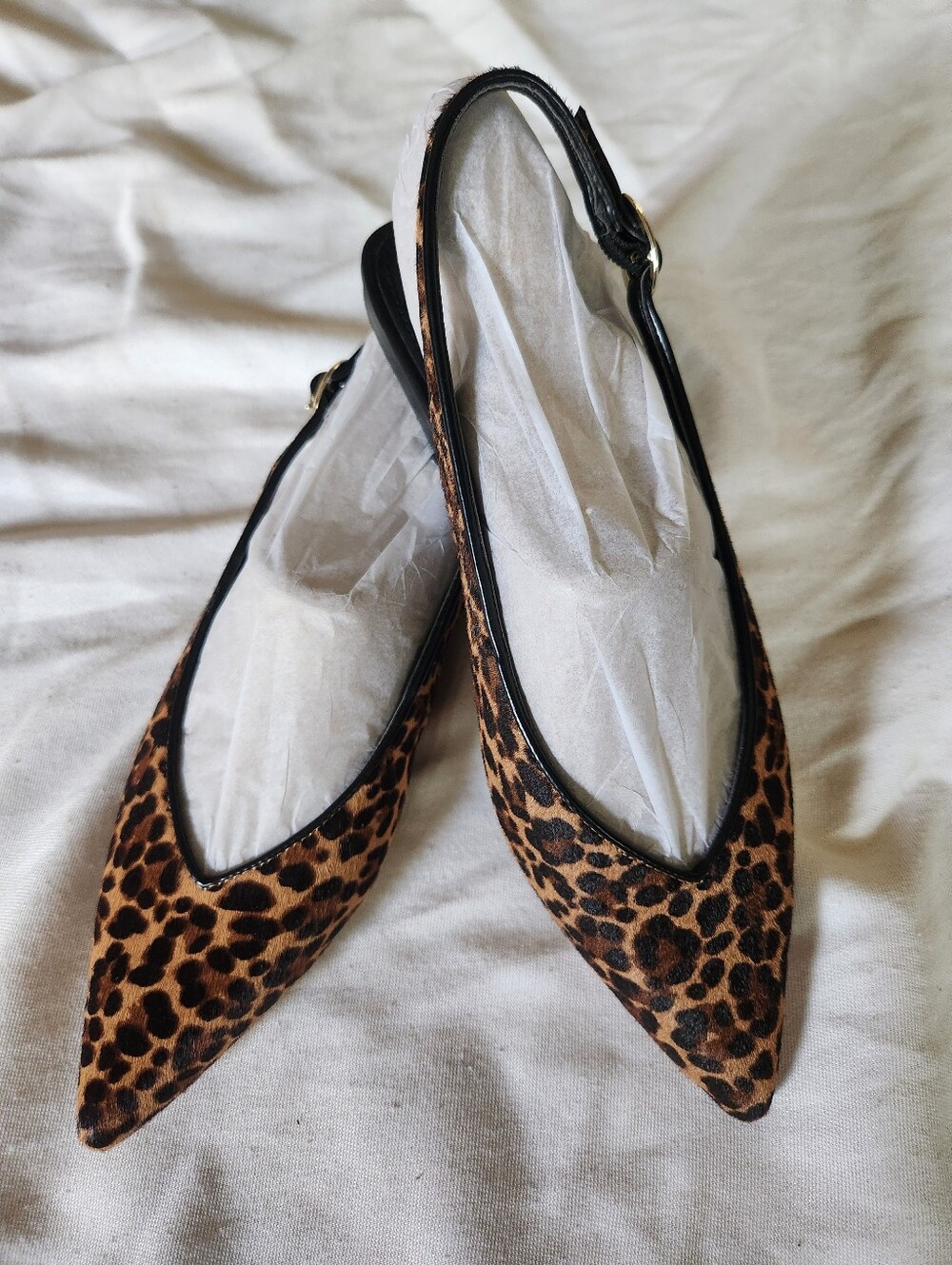 Marc Fisher LTD Gabraly Leopard Calf Hair Slingback Flats Pointed Toe 7